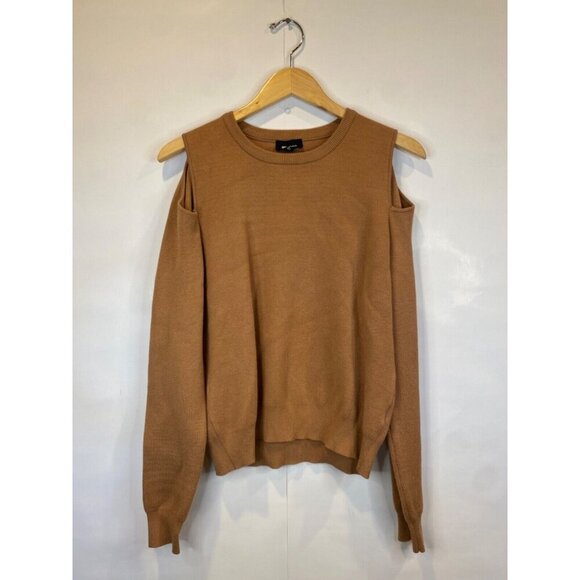 Monrow Small Supersoft Sweater Knit Cut Out Cold Shoulder Sweatshirt GUC - Picture 2 of 6